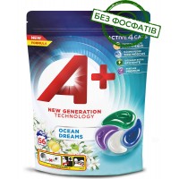 Капсулы для стирки А+ Ocean Dreams 4в1 для всех типов тканей, 56 шт